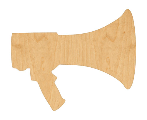 Unfinished Megaphone 1 Wood Cutout for Door Hangers, Seasonal Decor and Paint Parties, Baltic Birch Craft Blank