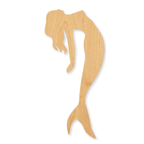 Unfinished Mermaid 2 Wood Cutout - Unfinished Baltic Birch Craft Shape