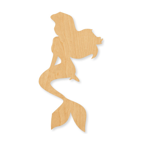 Unfinished Mermaid 6 Wood Cutout - Unfinished Baltic Birch Craft Shape