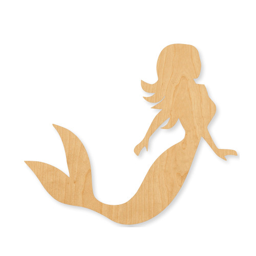 Unfinished Mermaid 9 Wood Cutout - Unfinished Baltic Birch Craft Shape