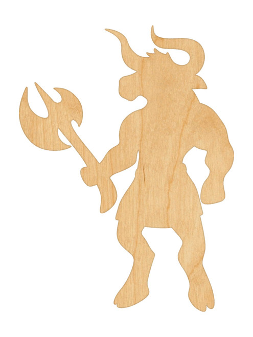 Unfinished Minotaur Wood Cutout for Door Hangers, Seasonal Decor and Paint Parties, Baltic Birch Craft Blank