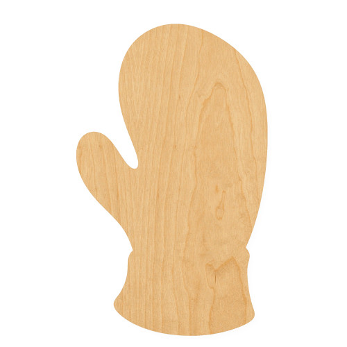 Mitten Wood Cutout for Crafts, Unfinished Baltic Birch Craft Shape