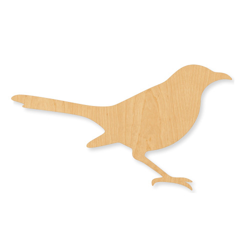 Unfinished Mockingbird Wood Cutout - Unfinished Baltic Birch Craft Shape