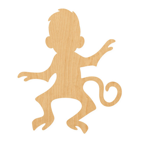 Monkey 4 Wood Cutout for Crafts, Unfinished Baltic Birch Craft Shape