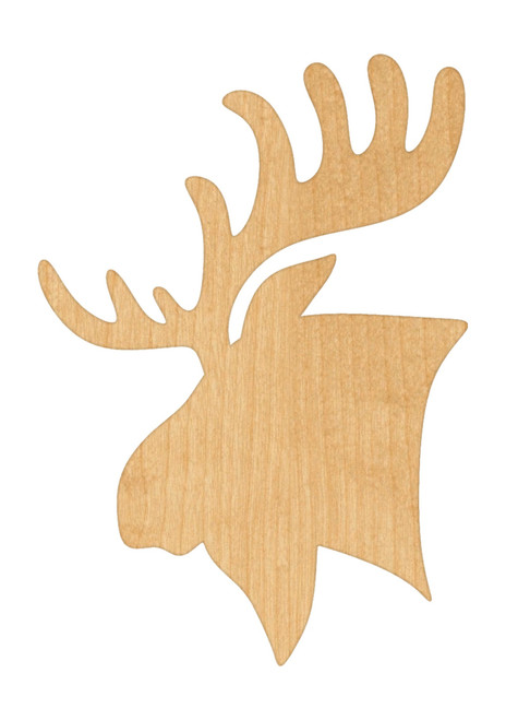 Unfinished Moose Head Wood Cutout for Door Hangers, Seasonal Decor and Paint Parties, Baltic Birch Craft Blank