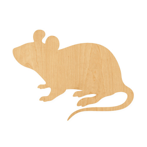 Mouse 2 Wood Cutout for Crafts, Unfinished Baltic Birch Craft Shape