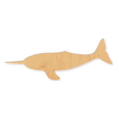 Unfinished Narwhal Wood Cutout - Unfinished Baltic Birch Craft Shape