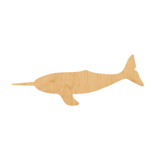 Narwhal Wood Cutout for Crafts, Unfinished Baltic Birch Craft Shape