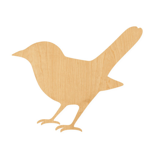 Nightingale Wood Cutout for Crafts, Unfinished Baltic Birch Craft Shape