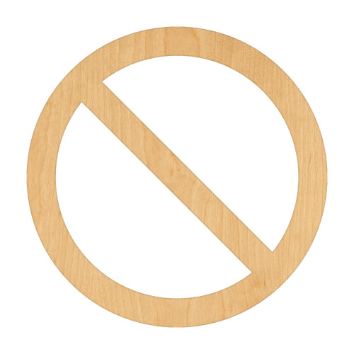 Unfinished No Sign Wood Cutout for Door Hangers, Seasonal Decor and Paint Parties, Baltic Birch Craft Blank