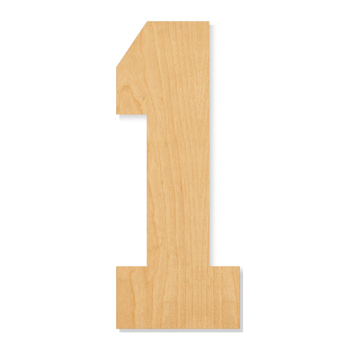 Unfinished Number 1 Wood Cutout - Unfinished Baltic Birch Craft Shape