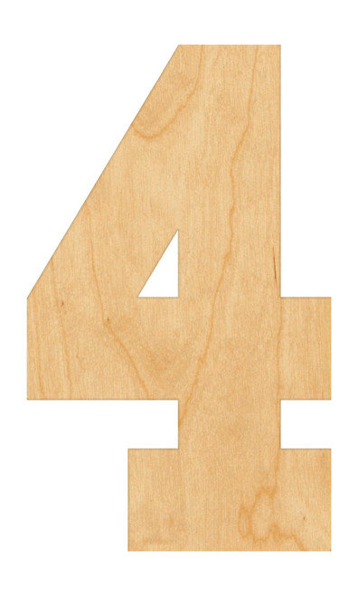 Unfinished Number 4 Wood Cutout for Door Hangers, Seasonal Decor and Paint Parties, Baltic Birch Craft Blank