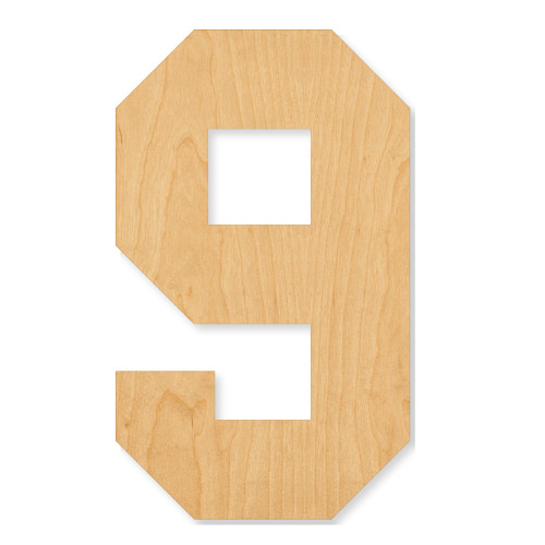 Unfinished Number 9 Wood Cutout - Unfinished Baltic Birch Craft Shape