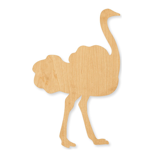 Unfinished Ostrich Wood Cutout - Unfinished Baltic Birch Craft Shape
