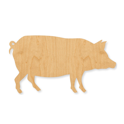 Unfinished Pig 2 Wood Cutout - Unfinished Baltic Birch Craft Shape