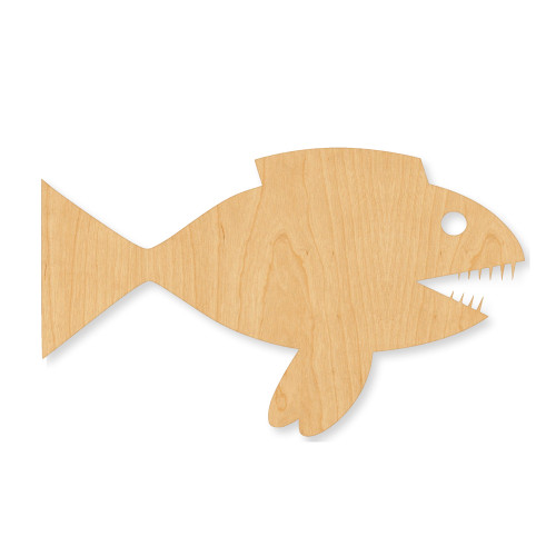 Unfinished Pirrana Wood Cutout - Unfinished Baltic Birch Craft Shape