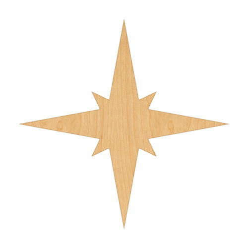 Unfinished Polaris Star Wood Cutout for Door Hangers, Seasonal Decor and Paint Parties, Baltic Birch Craft Blank