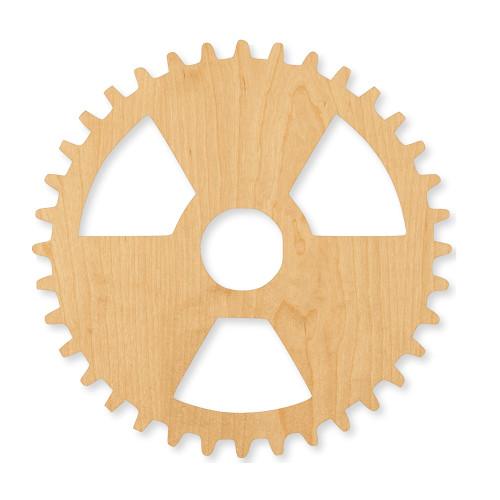 Unfinished Radioactive Gear Wood Cutout - Unfinished Baltic Birch Craft Shape