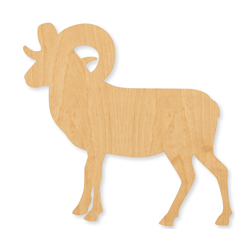 Unfinished Ram 1 Wood Cutout - Unfinished Baltic Birch Craft Shape
