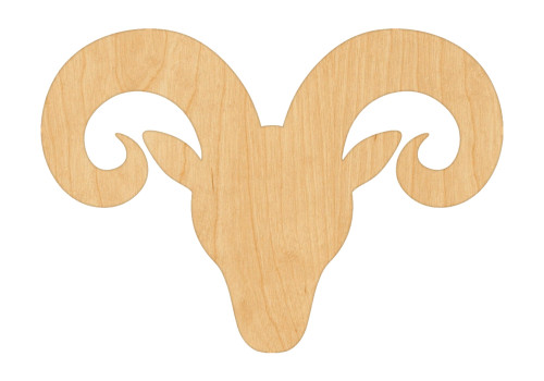 Unfinished Ram Head Wood Cutout for Door Hangers, Seasonal Decor and Paint Parties, Baltic Birch Craft Blank