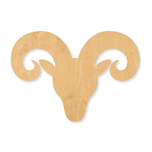 Unfinished Ram Head Wood Cutout - Unfinished Baltic Birch Craft Shape