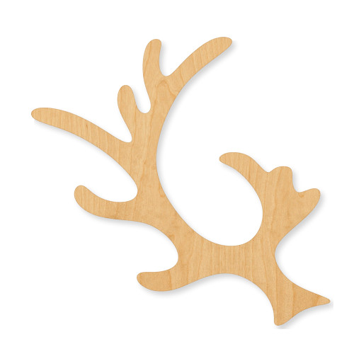 Unfinished Reindeer Antler Wood Cutout - Unfinished Baltic Birch Craft Shape