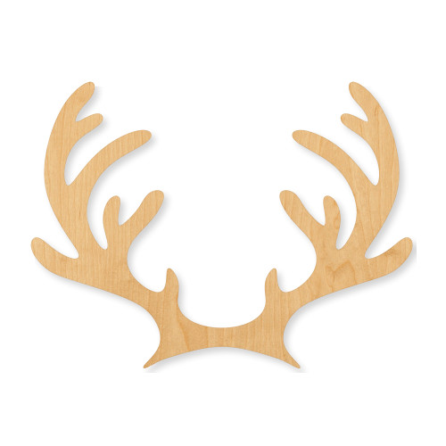 Unfinished Reindeer Antlers Wood Cutout - Unfinished Baltic Birch Craft Shape