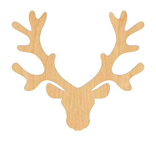 Unfinished Reindeer Head Wood Cutout for Door Hangers, Seasonal Decor and Paint Parties, Baltic Birch Craft Blank