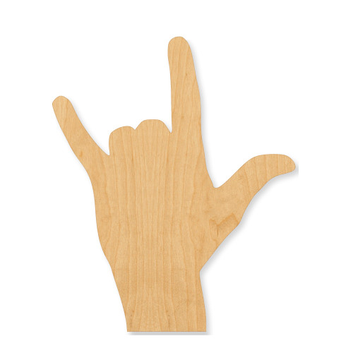 Unfinished Rock Out Hand 2 Wood Cutout - Unfinished Baltic Birch Craft Shape