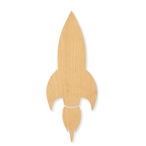 Unfinished Rocket Ship 2 Wood Cutout - Unfinished Baltic Birch Craft Shape