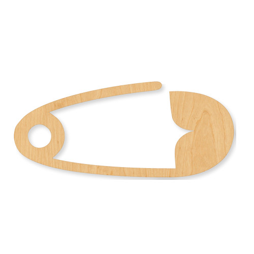 Unfinished Safety Pin Wood Cutout - Unfinished Baltic Birch Craft Shape