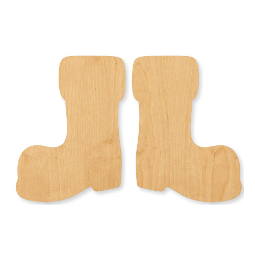 Unfinished Santa Claus Boots Wood Cutout - Unfinished Baltic Birch Craft Shape