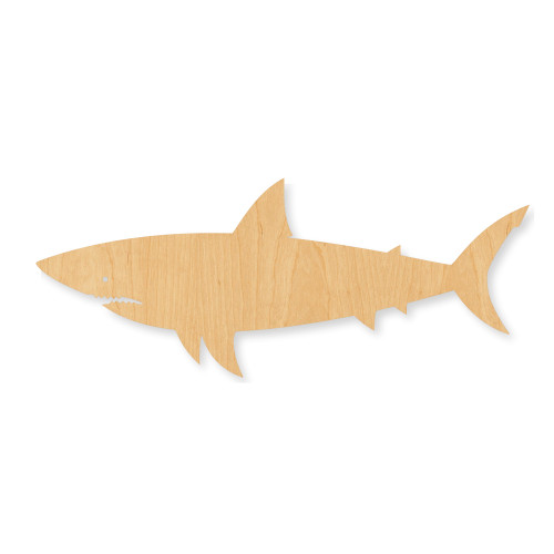 Unfinished Shark 4 Wood Cutout - Unfinished Baltic Birch Craft Shape