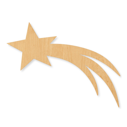 Unfinished Shooting Star Wood Cutout - Unfinished Baltic Birch Craft Shape