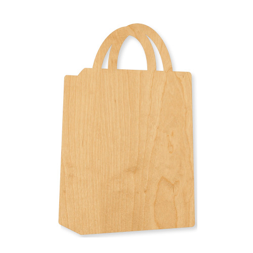Unfinished Shopping Bag Wood Cutout - Unfinished Baltic Birch Craft Shape