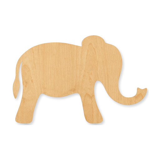 Unfinished Simple Elephant Wood Cutout - Unfinished Baltic Birch Craft Shape