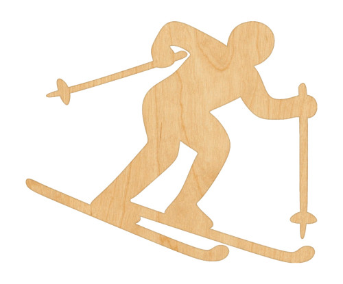 Unfinished Skier Wood Cutout for Door Hangers, Seasonal Decor and Paint Parties, Baltic Birch Craft Blank