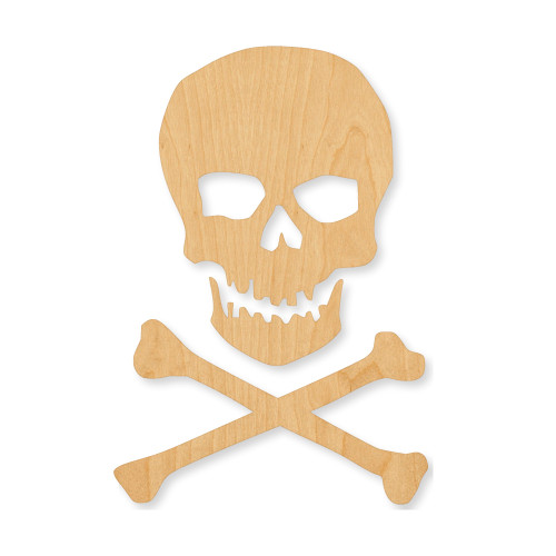 Unfinished Skullandcrossbones Wood Cutout - Unfinished Baltic Birch Craft Shape