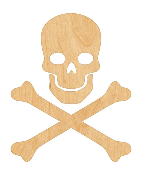Unfinished Skullandcrossbones2 Wood Cutout for Door Hangers, Seasonal Decor and Paint Parties, Baltic Birch Craft Blank