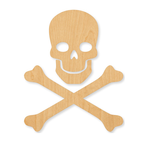 Unfinished Skullandcrossbones2 Wood Cutout - Unfinished Baltic Birch Craft Shape