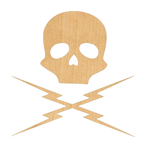 Unfinished Skullandlightning Wood Cutout for Door Hangers, Seasonal Decor and Paint Parties, Baltic Birch Craft Blank