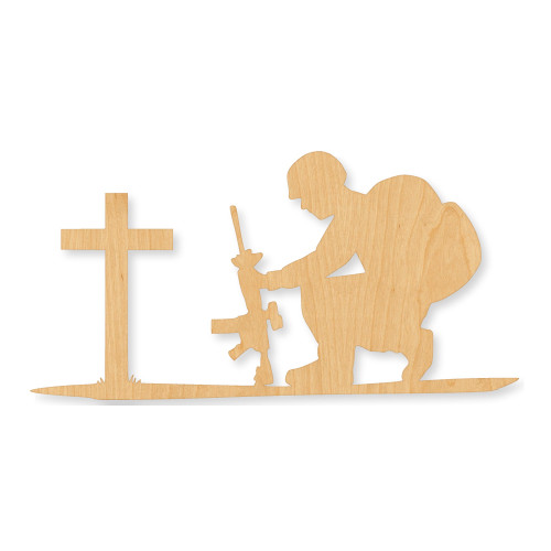 Unfinished Soldier At Cross Wood Cutout - Unfinished Baltic Birch Craft Shape