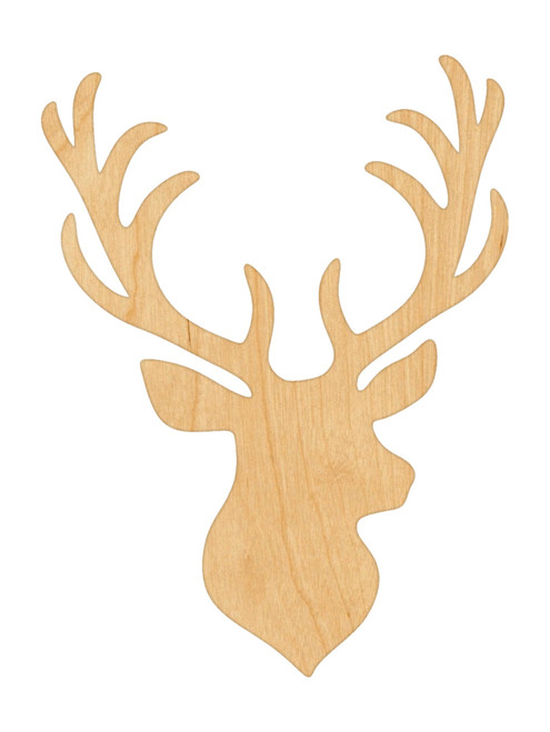 Unfinished Stag Head Wood Cutout for Door Hangers, Seasonal Decor and Paint Parties, Baltic Birch Craft Blank