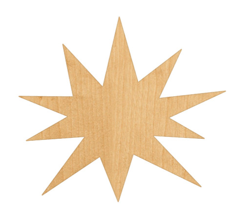 Unfinished Starburst Wood Cutout for Door Hangers, Seasonal Decor and Paint Parties, Baltic Birch Craft Blank