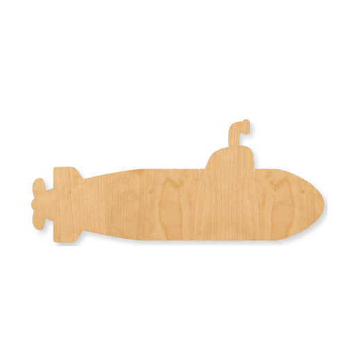 Unfinished Submarine Wood Cutout - Unfinished Baltic Birch Craft Shape