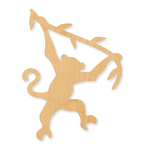 Unfinished Swinging Monkey Wood Cutout - Unfinished Baltic Birch Craft Shape