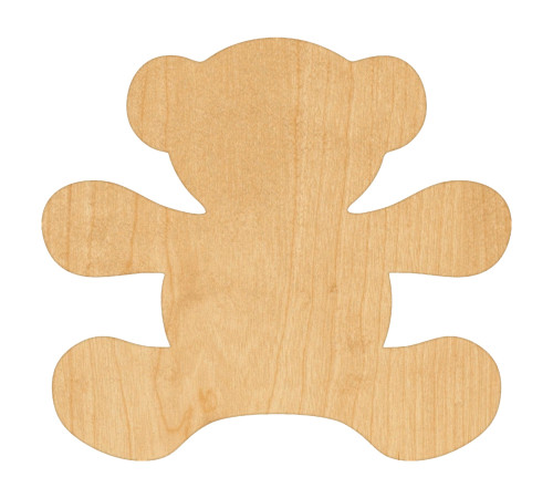 Unfinished Teddy Bear Wood Cutout for Door Hangers, Seasonal Decor and Paint Parties, Baltic Birch Craft Blank