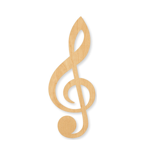 Unfinished Treble Clef Wood Cutout - Unfinished Baltic Birch Craft Shape