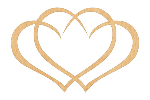 Unfinished Triple Hearts Wood Cutout for Door Hangers, Seasonal Decor and Paint Parties, Baltic Birch Craft Blank