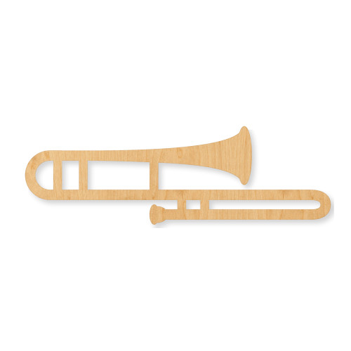 Unfinished Trombone Wood Cutout - Unfinished Baltic Birch Craft Shape